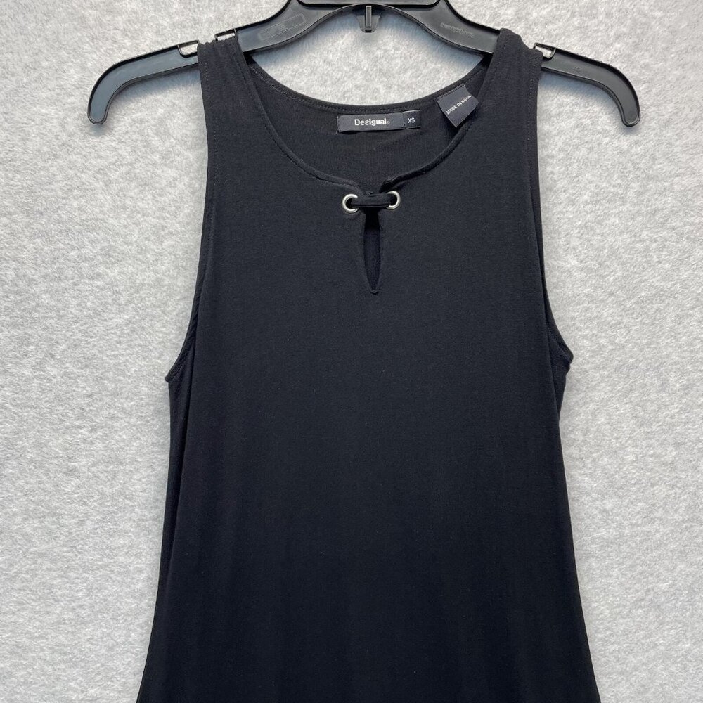 Desigual Valery Dress Womens XS Black Embellished Sleeveless A-Line Art to Wear - Picture 2 of 13
